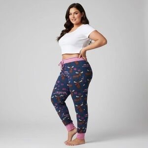 Lazy One Blue and Pink Moose Pajama Set